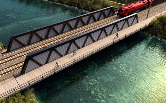 Visualisierung der neuen Lieserbrücke in Spittal: Getrennte Rad- und Gehwege sorgen künftig für mehr Sicherheit.
