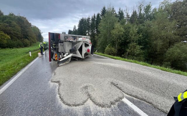 LKW nach Wes­pen-Schreck umge­kippt