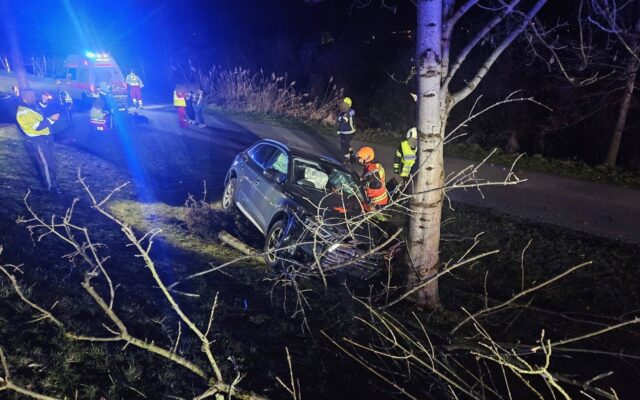 Mann (84) krach­te gegen Baum