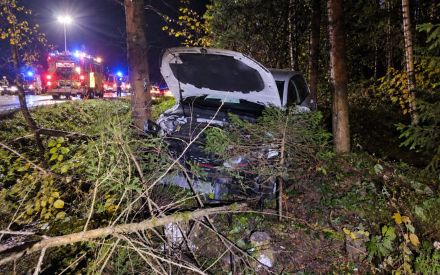 Pkw landete nach Unfall in Waldstück bei Wernberg